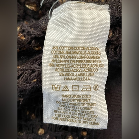 Free People New Romantics Sweater Dress Joan of Arc Brown Gold Long Sleeve Small - Picture 11 of 11